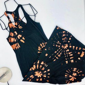 Vintage Tie Dye Floral Racerback Long Maxi Dress